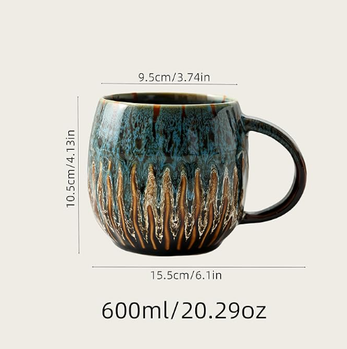 20oz Large Coffee Mug - Unique Handcrafted Look Ceramic Cup, Large Tea Mug, Microwave & Dishwasher Safe (blue)